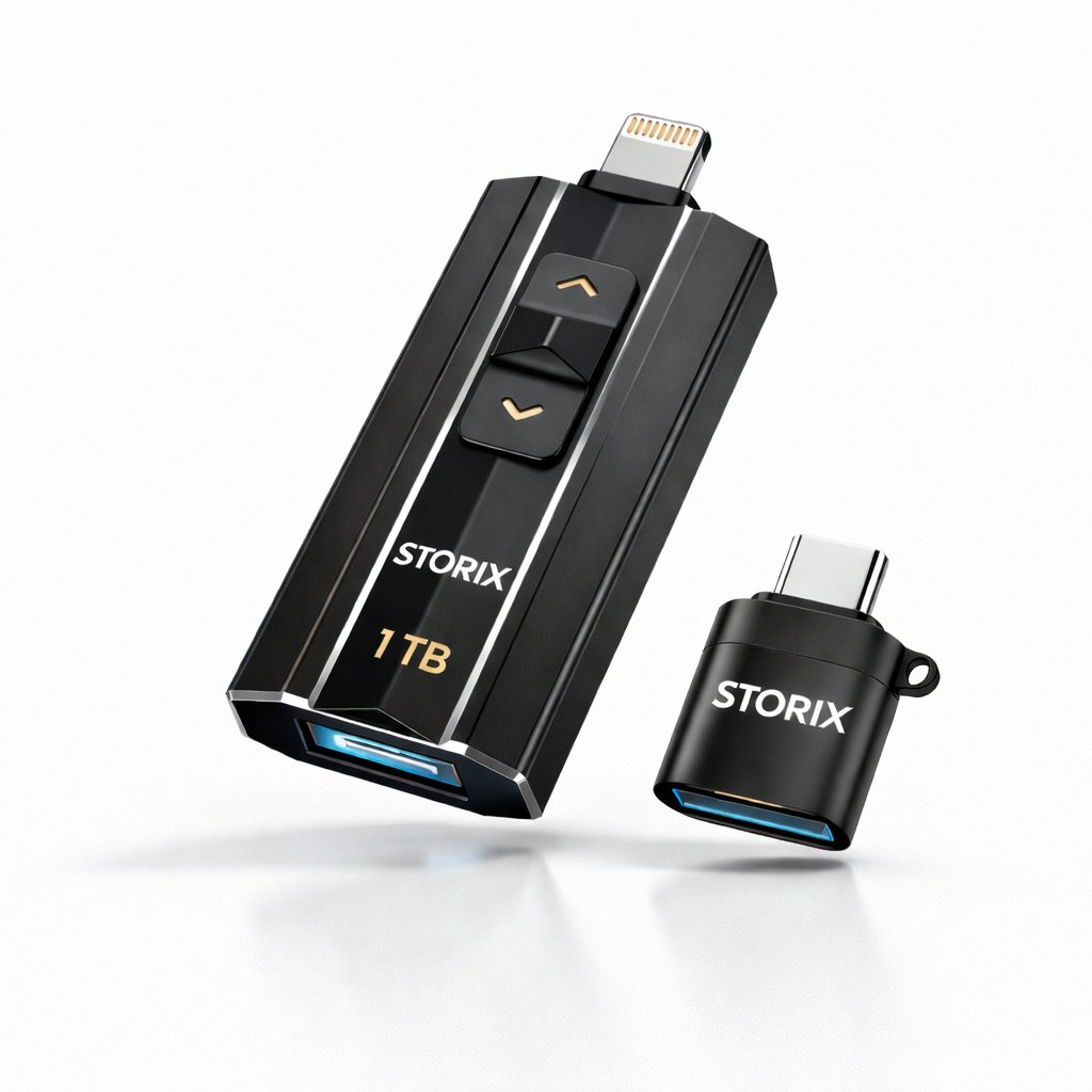 Storix Memory Pro™ – 3-in-1 Flash Drive for iPhone, Android & PC
